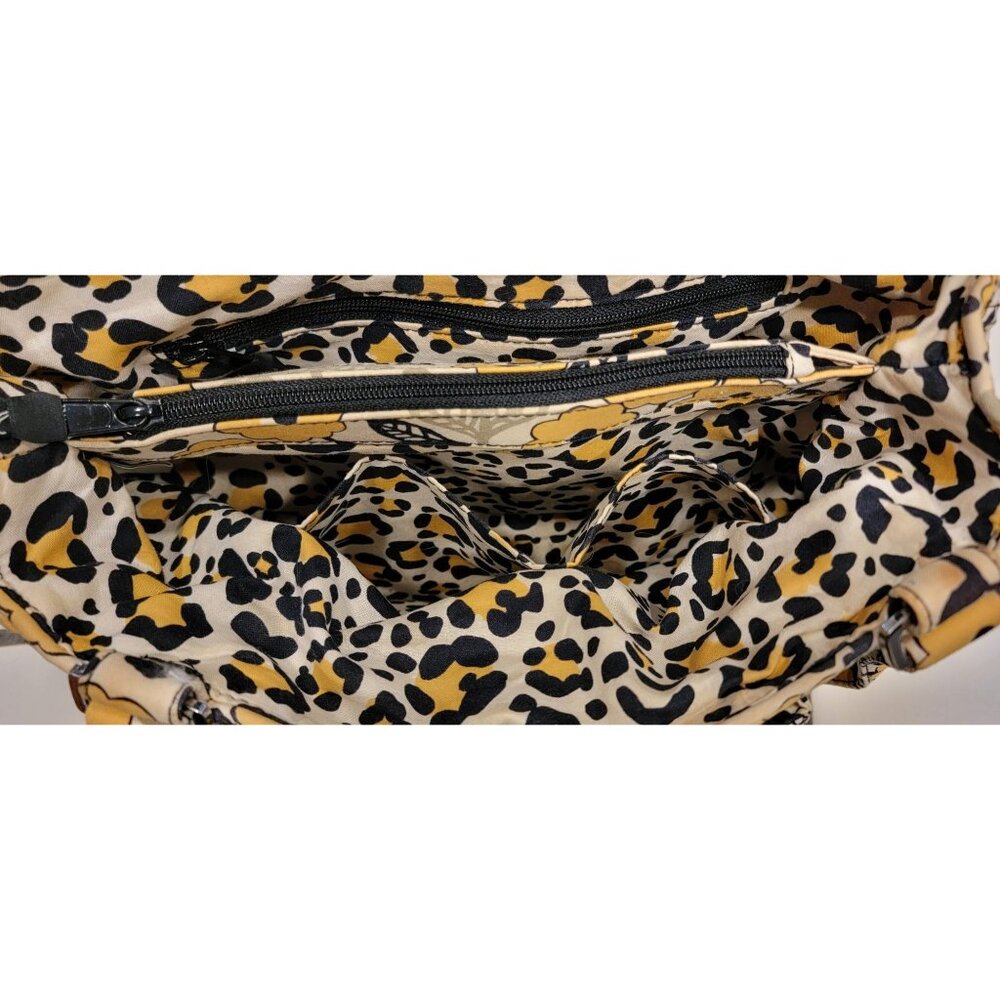 Vera Bradley “Go Wild” Quilted Shoulder Bag Yellow Floral Leopard Print Zip Tote - Picture 9 of 16